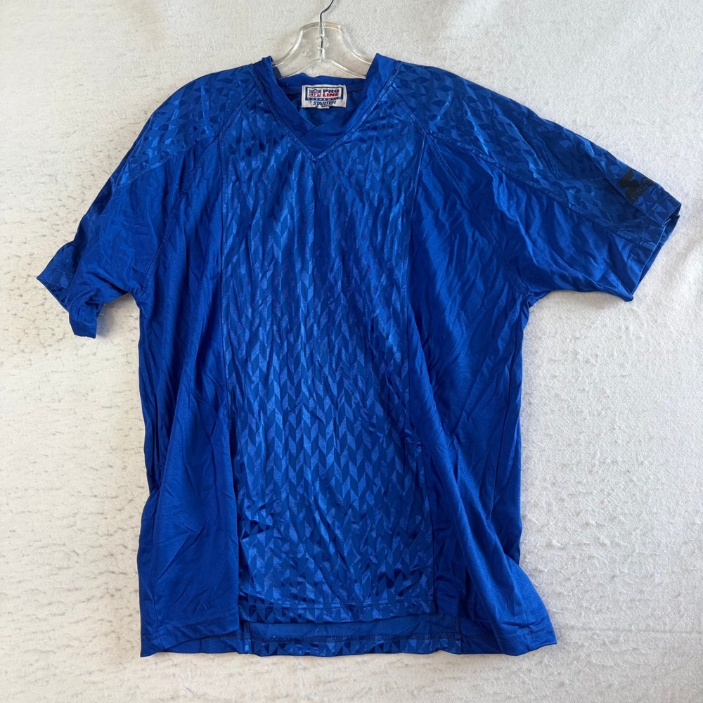Starter NFL Pro Line Jersey Medium Blue Vintage Short Sleeve V-Neck Geometric